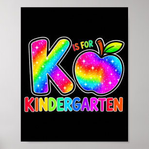 Back to school f is for kindergarten rainbow kid  poster