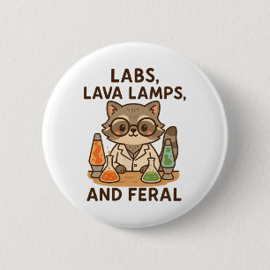 Back To School Feral Science Teacher Racoon Labs  6 Cm Round Badge