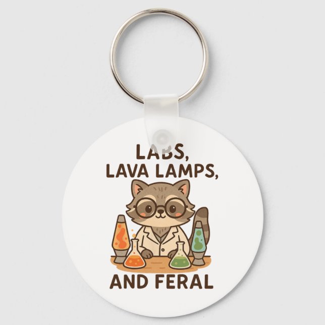 Back To School Feral Science Teacher Racoon Labs  Key Ring (Front)