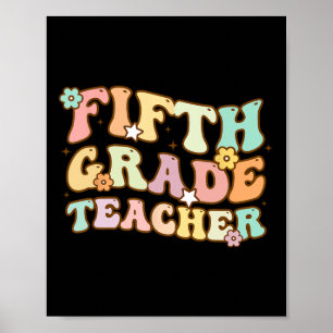 Back To School Fifth Grade Teacher Colourful Kids  Poster
