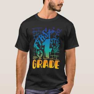 Back To School First 1st Grade Teacher Boys Graffi T-Shirt