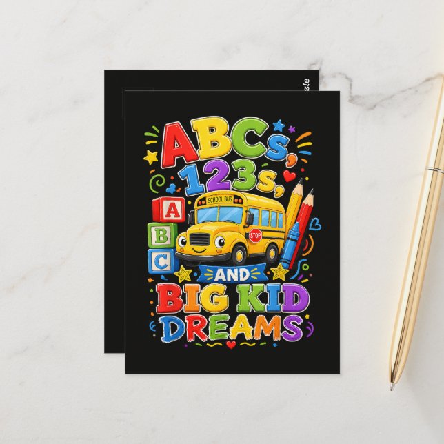 Back to School First Day Big Kid Dreams Postcard (Front/Back In Situ)