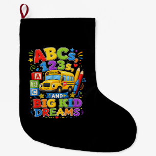 Back to School First Day Big Kid Dreams School Bus Large Christmas Stocking