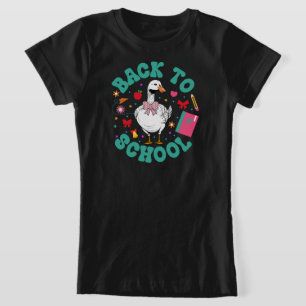 back to school first day funny goose ribbon retro T-Shirt