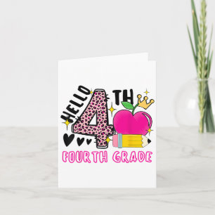 Back To School First Day Hello 4th Grade Leopard F Card