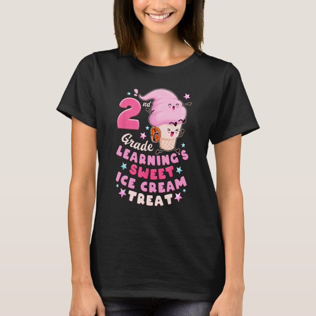 Back To School First Day of 2nd Grade Girl Ice Cre T-Shirt (Front)