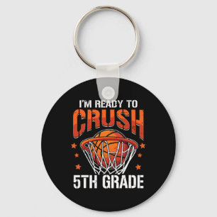Back To School First Day Of 5th Grade Basketball B Key Ring
