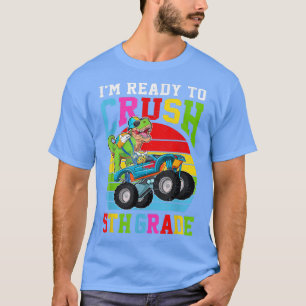 Back To School First Day Of 5th Grade Dinosaur Mon T-Shirt