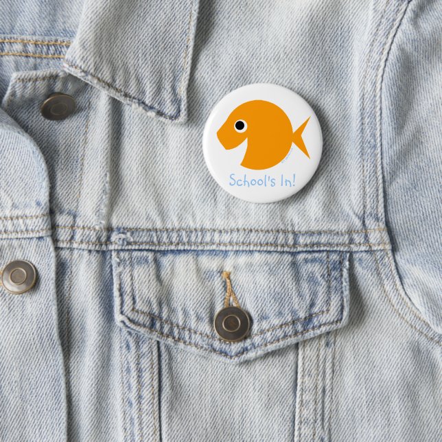 Back To School First Day of Class Cartoon Goldfish 6 Cm Round Badge (In Situ)