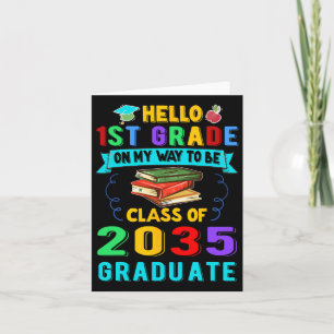 Back To School First Day Of First Grade Hello 1st  Card
