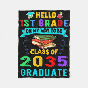 Back To School First Day Of First Grade Hello 1st Fleece Blanket