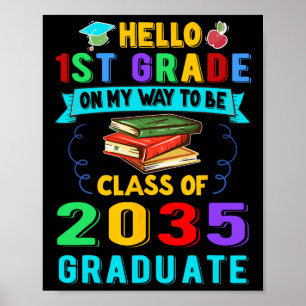 Back To School First Day Of First Grade Hello 1st  Poster