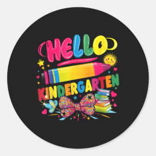 Back To School First Day Of Kindergarten Celebrati Classic Round Sticker