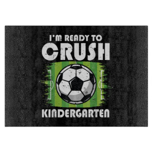 Back to School First Day of Kindergarten Soccer Cutting Board