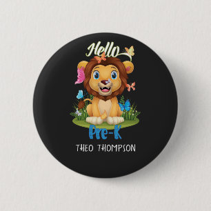 Back to School First Day of Pre-K Lion & Butterfly 6 Cm Round Badge