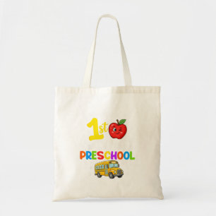 Back To School First Day Of Preschool Girls Boys Tote Bag
