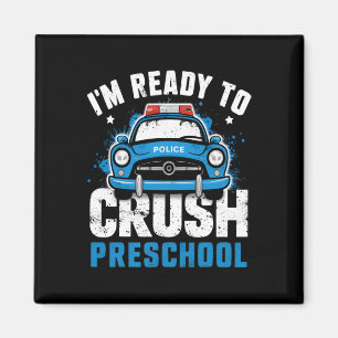Back To School First Day Of Preschool Police Car B Magnet