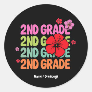 Back to School First Day of Second Grade Cute Classic Round Sticker