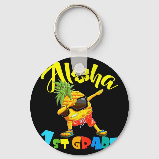 Back to school first grade cool dabbing aloha key ring (Front)