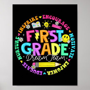 Back to school first grade dream team teacher kids poster