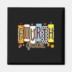 Back to school football baseball basketball fourth magnet