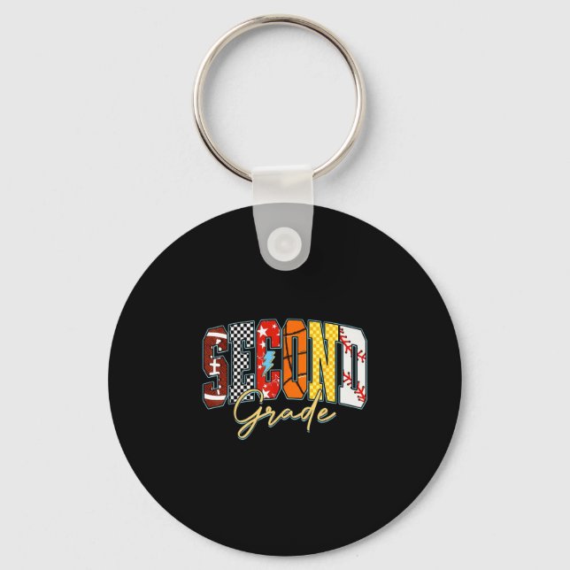Back to school football baseball basketball second key ring (Front)