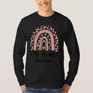Back To School For 7th Grade Teacher Pink Leopard  T-Shirt