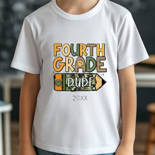 Back to School Fourth Grade Dude Camo Boy T-Shirt