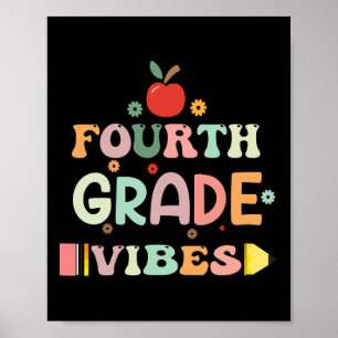 Back To School Fourth Grade Vibes Student Teacher  Poster