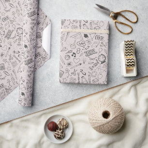 Back to School Fun and Elegant Dusty Pink  Wrapping Paper
