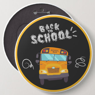 "Back to School" Fun Chalkboard & School Bus 6 Cm Round Badge
