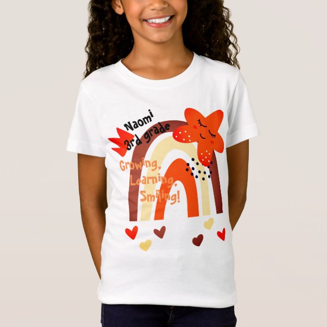 Back to School | Fun Cute Boho Style Kids Name T-Shirt (Front)
