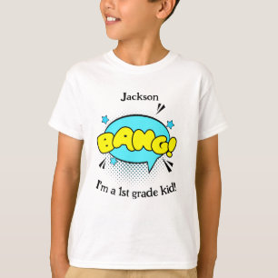 Back to School Fun Retro Comic Bang! Kids Name T-Shirt