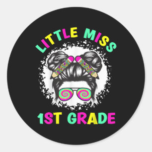 Back To School Funny Girls Student Miss 1st First  Classic Round Sticker