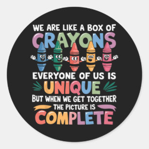 Back To School Funny Teacher We Are Like A Box Of  Classic Round Sticker