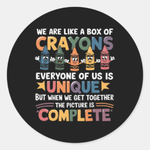Back To School Funny Teacher We Are Like A Box Of Classic Round Sticker