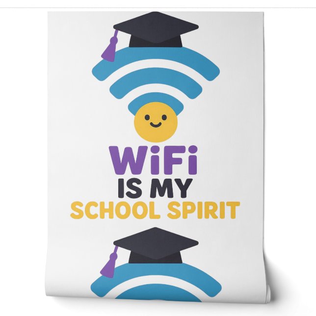 Back to School Funny WiFi Student Life Design Wallpaper (Unrolling)