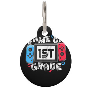 Back To School Game On 1st Grade Funny Gamer Kids Pet Tag