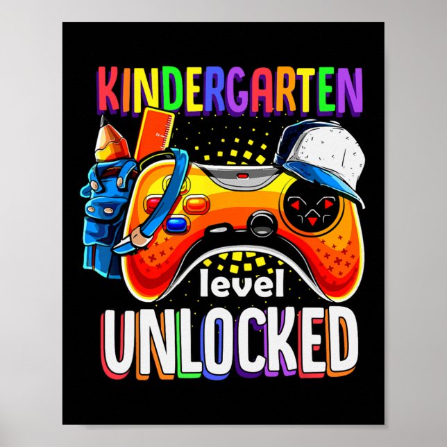 Back To School Gamepad Kindergarten Level Unlocked Poster (Front)
