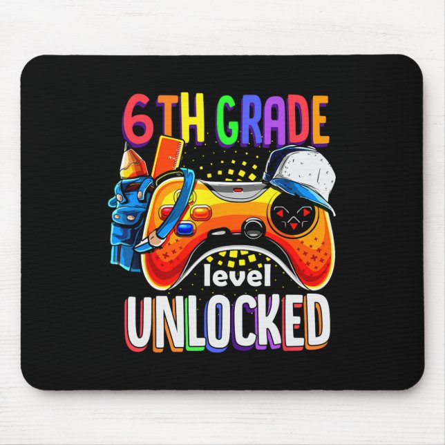 Back To School Gamepad Sixth 6th Grade Level Unloc Mouse Pad (Front)