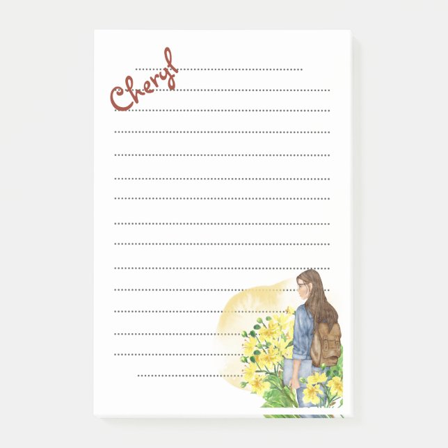 Back to School Girl Post-it Notes (Front)