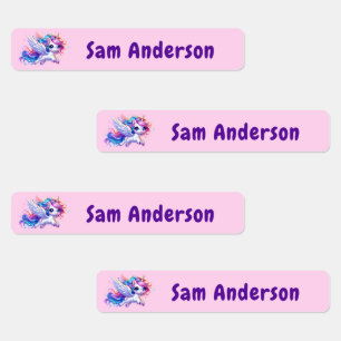 Back to School Girls Pink Unicorn Kids Name