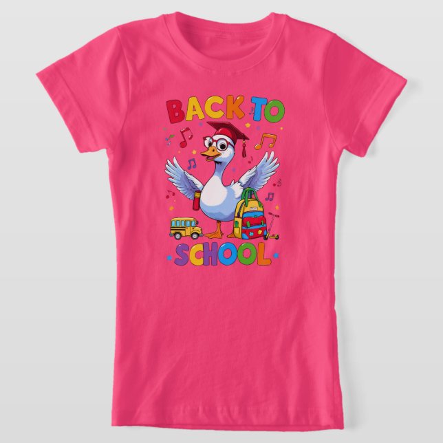 Back to School Goose – Colourful Fun T-Shirt Desig (Laydown)