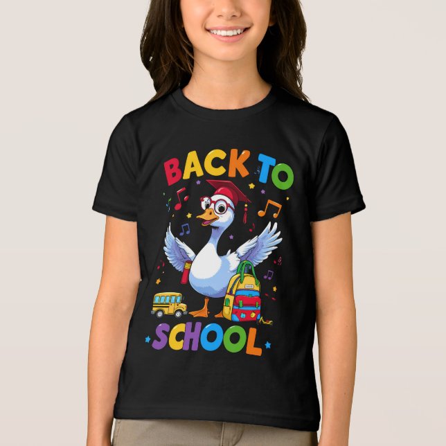 Back to School Goose – Colourful Fun T-Shirt Desig Tri-Blend Shirt (Front)