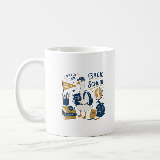 Back To School Goose Retro Coffee Mug (Left)