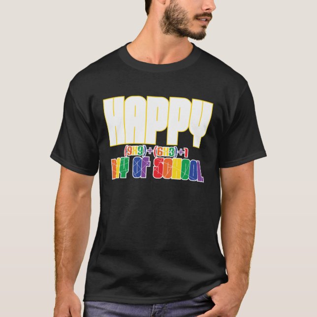 Back To School  Happy 100 Days Math Geek T-Shirt (Front)