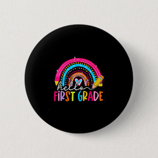 Back to school hello 1st first grade rainbow 6 cm round badge