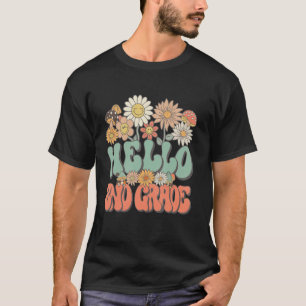 Back To School Hello 2nd Grade Daisy Groovy Teache T-Shirt