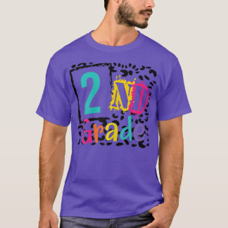 Back To School Hello 2nd Grade Leopard Teach Love  T-Shirt
