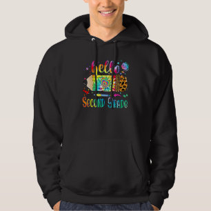 Back To School Hello 2nd Grade Leopard Tie Dye Pen Hoodie